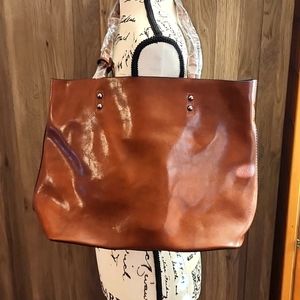 Elegant Brown Leather Tote Bag